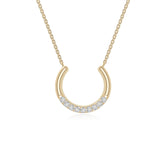 moissanite horse shoe necklaces in yellow gold vermeil